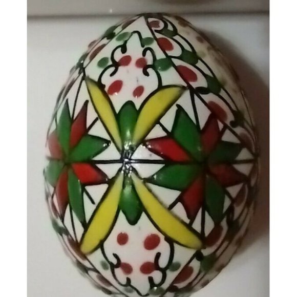 Romanian Pysanky Hand Painted Real Easter Egg Starburst Swirl Dots Multi-color - Picture 1 of 5